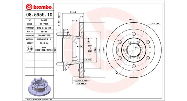 MAGNETI MARELLI Bremseskive 360406022800 290mm 22mm for IVECO