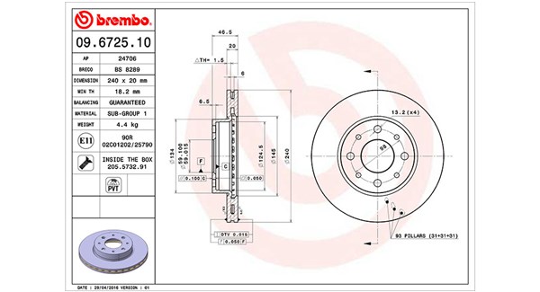 MAGNETI MARELLI Bremseskive 360406023000 240mm 20mm for FIAT