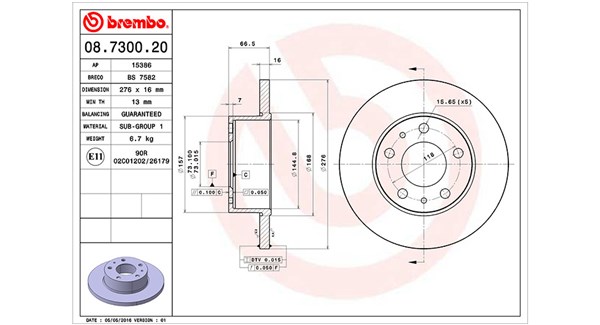 MAGNETI MARELLI Bremseskive 360406023400 276mm 16mm for IVECO