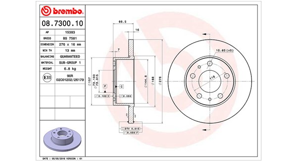 MAGNETI MARELLI Bremseskive 360406023300 276mm 16mm for IVECO