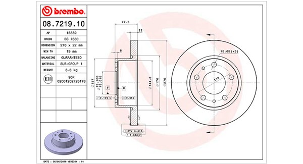 MAGNETI MARELLI Bremseskive 360406023200 276mm 22mm for IVECO