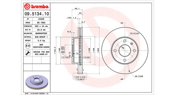 MAGNETI MARELLI Bremseskive 360406024900 260mm 24mm for FORD MERCURY