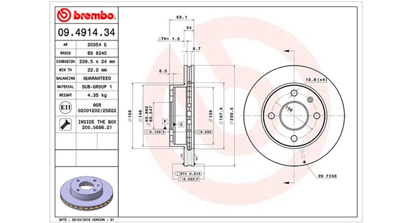 MAGNETI MARELLI Bremseskive 360406024800 240mm 24mm for FORD