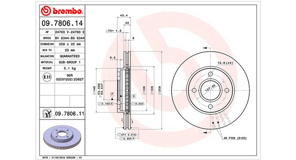 MAGNETI MARELLI Bremseskive 360406026000 258mm 22mm for FORD MAZDA