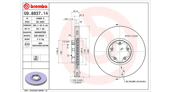MAGNETI MARELLI Bremseskive 360406026300 294mm 24mm for FORD
