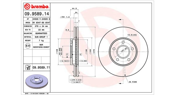MAGNETI MARELLI Bremseskive 360406026500 278mm 24mm for FORD