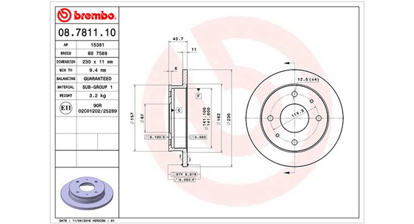 MAGNETI MARELLI Bremseskive 360406026900 230mm 11mm for HYUNDAI