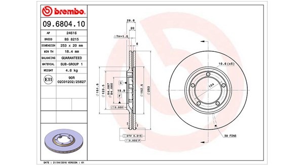 MAGNETI MARELLI Bremseskive 360406026800 253mm 20mm for HYUNDAI