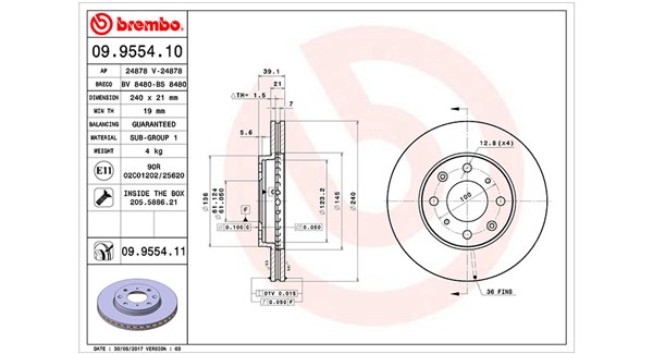 MAGNETI MARELLI Bremseskive 360406028200 240mm 21mm for HONDA HONDA (GAC)