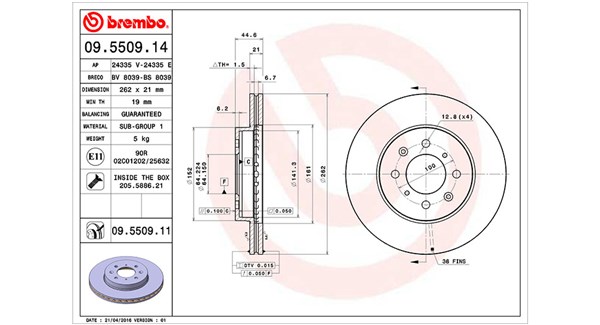 MAGNETI MARELLI Bremseskive 360406027700 262mm 21mm for HONDA ACURA ROVER MG