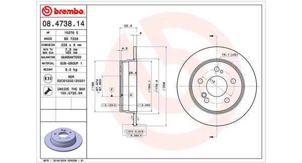 MAGNETI MARELLI Bremseskive 360406030900 258mm 9mm for MERCEDES-BENZ