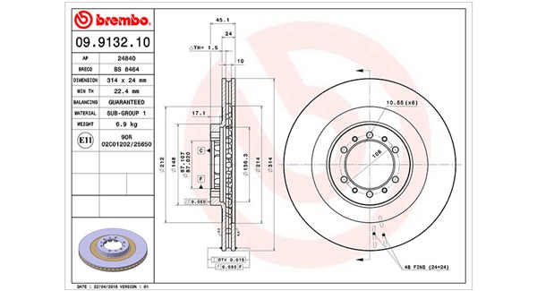 MAGNETI MARELLI Bremseskive 360406034500 314mm 24mm for MITSUBISHI
