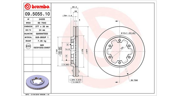 MAGNETI MARELLI Bremseskive 360406035000 277mm 26mm for FORD NISSAN