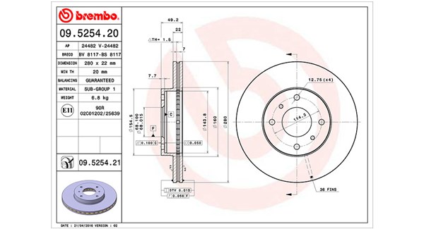 MAGNETI MARELLI Bremseskive 360406035200 280mm 22mm for NISSAN