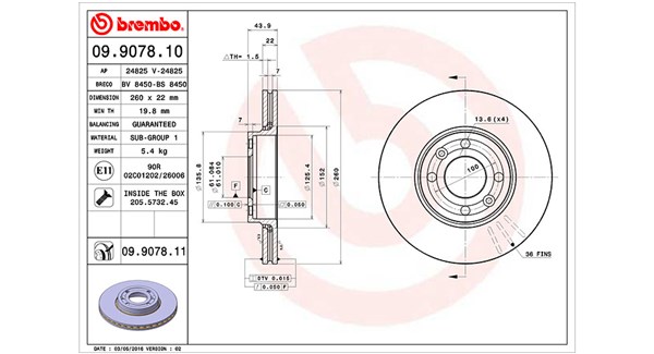 MAGNETI MARELLI Bremseskive 360406036600 260mm 22mm for NISSAN DACIA