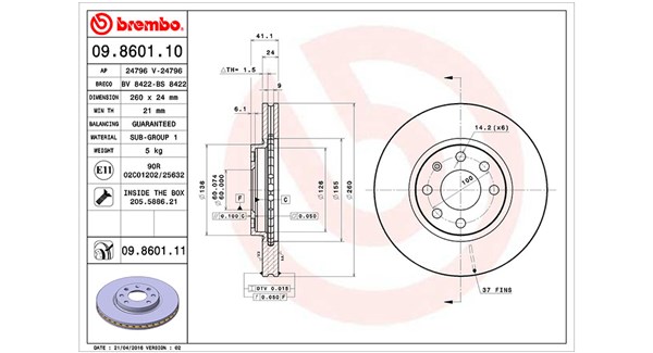 MAGNETI MARELLI Bremseskive 360406039500 260mm 24mm for OPEL VAUXHALL