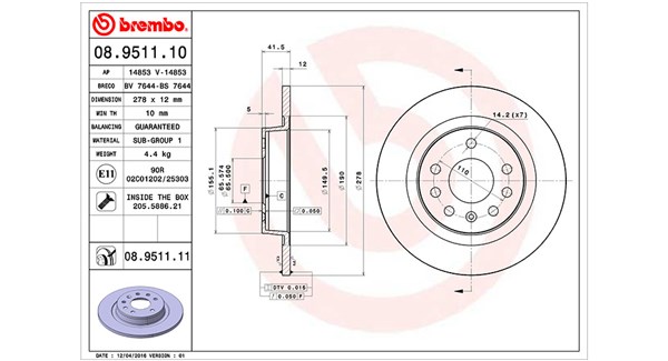 MAGNETI MARELLI Bremseskive 360406040000 278mm 12mm for OPEL SAAB FIAT VAUXHALL
