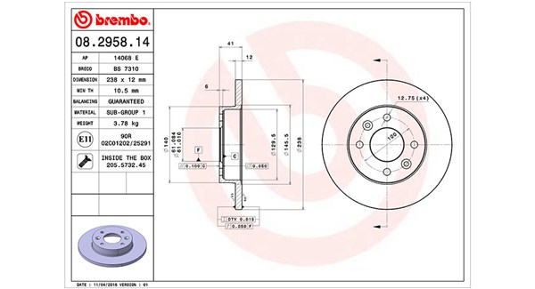 MAGNETI MARELLI Bremseskive 360406042100 238mm 12mm for DACIA RENAULT