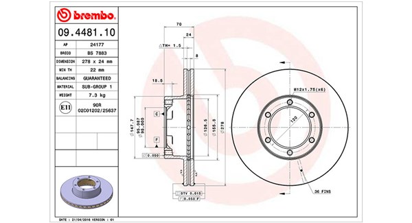MAGNETI MARELLI Bremseskive 360406042500 278mm 24mm for RENAULT
