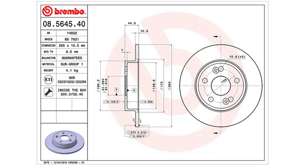MAGNETI MARELLI Bremseskive 360406043800 265mm 10mm for RENAULT