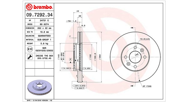 MAGNETI MARELLI Bremseskive 360406043300 262mm 22mm for RENAULT