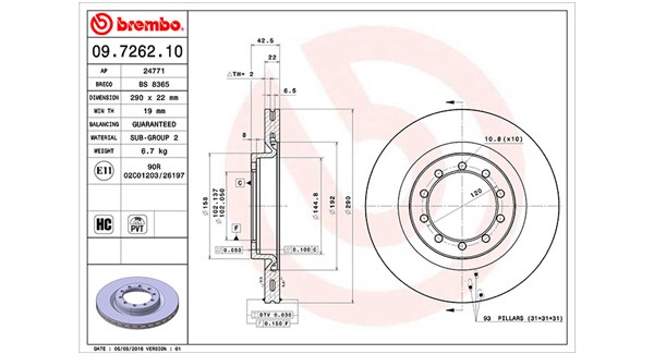 MAGNETI MARELLI Bremseskive 360406044600 Indvendig ventileret- ventilering med dråbeformede blade 290mm 22mm for RENAULT TRUCKS