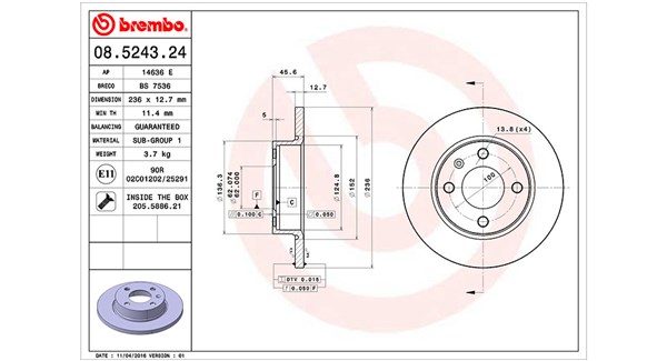 MAGNETI MARELLI Bremseskive 360406045200 236mm 12,7mm for SKODA VW