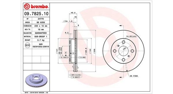 MAGNETI MARELLI Bremseskive 360406046500 235mm 18mm for TOYOTA