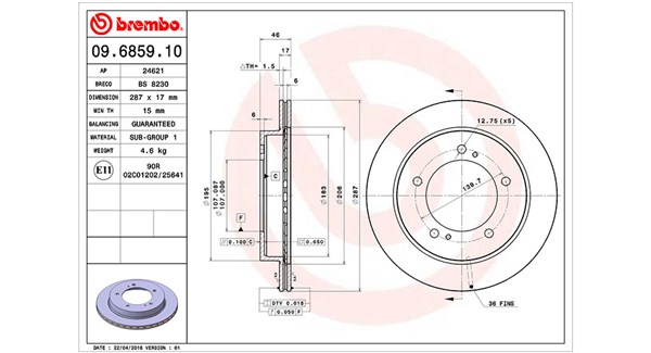 MAGNETI MARELLI Bremseskive 360406046100 287mm 17mm for SUZUKI