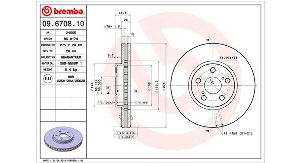 MAGNETI MARELLI Bremseskive 360406047700 275mm 28mm for TOYOTA