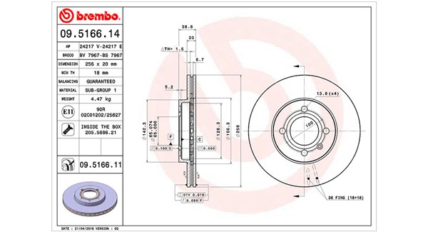 MAGNETI MARELLI Bremseskive 360406048100 256mm 20mm for VW VAG