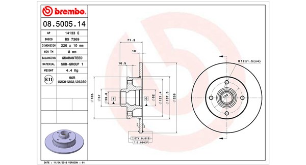 MAGNETI MARELLI Bremseskive 360406048300 226mm 10mm for VW
