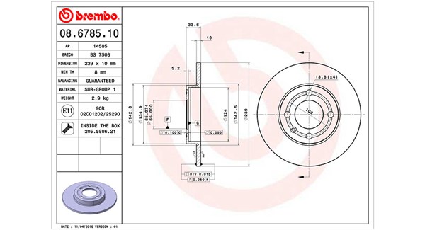 MAGNETI MARELLI Bremseskive 360406048800 239mm 10mm for MAN VW