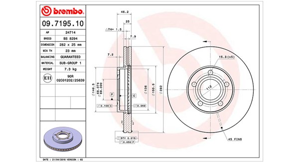 MAGNETI MARELLI Bremseskive 360406050000 282mm 25mm for VW