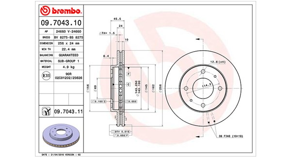 MAGNETI MARELLI Bremseskive 360406051600 256mm 24mm for VOLVO PROTON MITSUBISHI