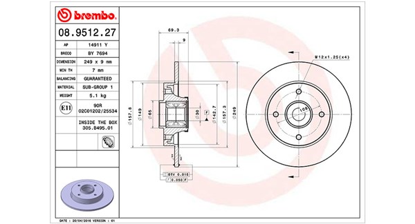 MAGNETI MARELLI Bremseskive 360406056600 249mm 9mm for DS VAUXHALL PEUGEOT