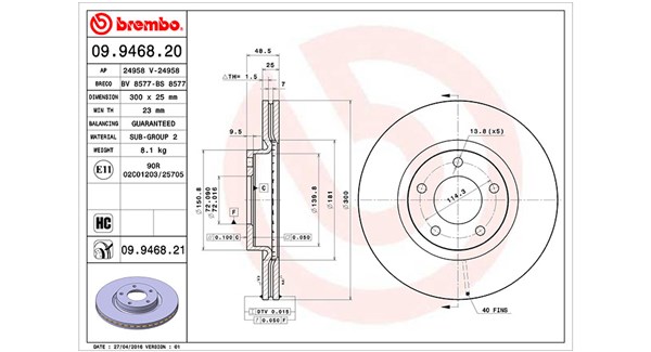 MAGNETI MARELLI Bremseskive 360406056800 ventileret 300mm 25mm for MAZDA