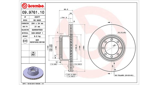 MAGNETI MARELLI Bremseskive 360406058200 294mm 24mm for IVECO