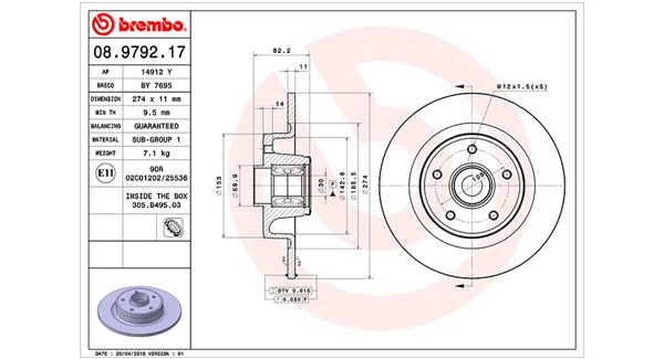 MAGNETI MARELLI Bremseskive 360406058000 274mm 11mm for RENAULT