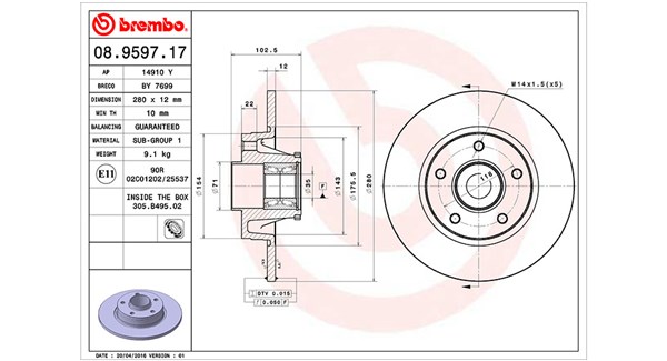 MAGNETI MARELLI Bremseskive 360406057400 280mm 12mm for OPEL VAUXHALL NISSAN RENAULT