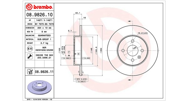 MAGNETI MARELLI Bremseskive 360406058300 264mm 10mm for OPEL VAUXHALL