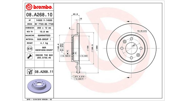 MAGNETI MARELLI Bremseskive 360406061300 260mm 12mm for RENAULT DACIA SMART