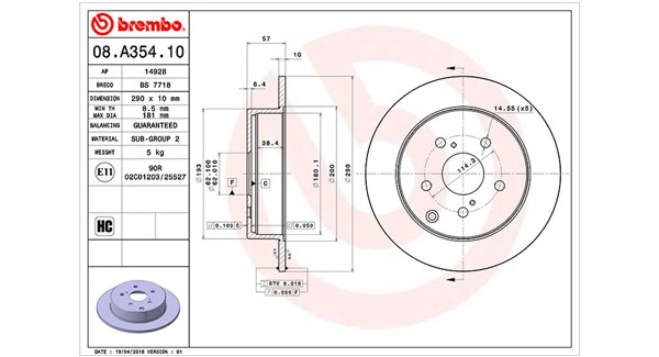 MAGNETI MARELLI Bremseskive 360406062000 fuld 290mm 10mm for TOYOTA