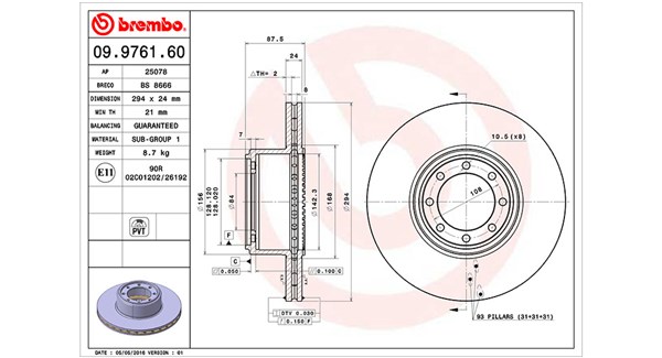 MAGNETI MARELLI Bremseskive 360406062200 294mm 24mm for IVECO