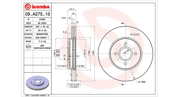 MAGNETI MARELLI Bremseskive 360406063300 300mm 24mm for FORD