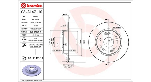 MAGNETI MARELLI Bremseskive 360406065500 260mm 9mm for HONDA CIIMO