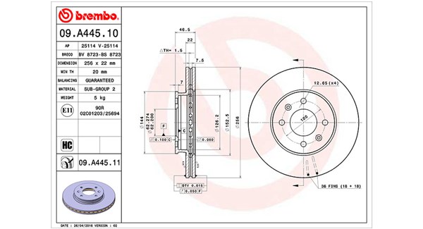 MAGNETI MARELLI Bremseskive 360406071900 ventileret 256mm 22mm for KIA