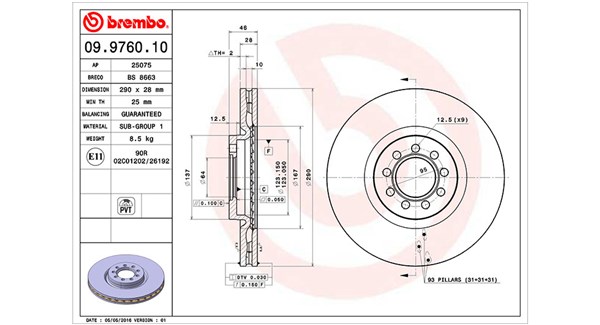 MAGNETI MARELLI Bremseskive 360406074200 Indvendig ventileret- ventilering med dråbeformede blade 290mm 28mm for IVECO NAC IVECO (NAVECO)