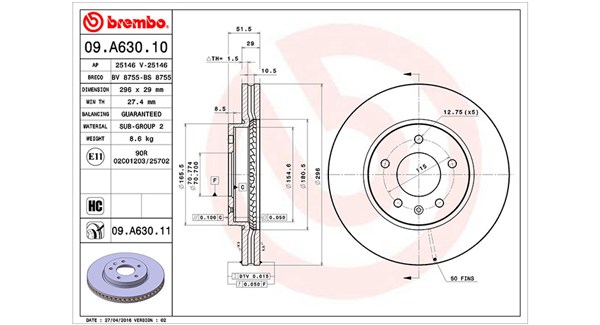 MAGNETI MARELLI Bremseskive 360406074800 ventileret 296mm 29mm for OPEL CHEVROLET SUZUKI