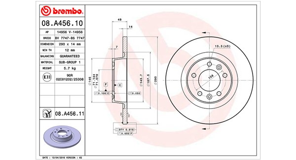 MAGNETI MARELLI Bremseskive 360406075800 290mm 14mm for CITROËN/PEUGEOT PEUGEOT CITROËN FIAT TOYOTA